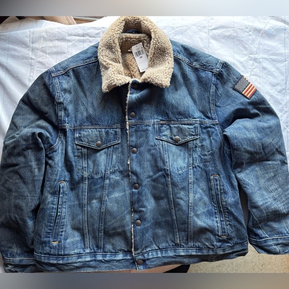 Polo Ralph Lauren Men’s Big And Tall 3XB Sherpa Lined Denim Jacket USA Patch - Picture 6 of 15